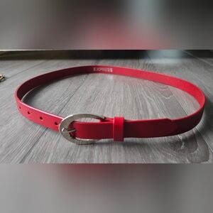 Express Genuine Italian Leather Belt | Red | Circle Buckle | Made in Italy | M